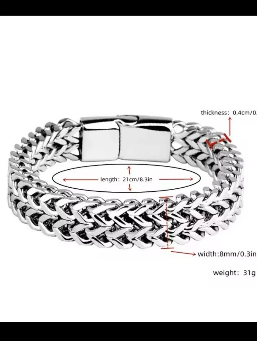 Men's Bracelet Stainless Steel Silver New G18